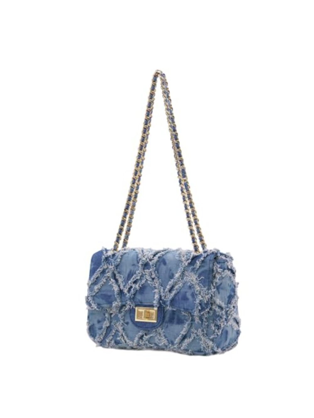Quilted Denim Chain Clutch Crossbody Shoulder Bag Evening Formal Party